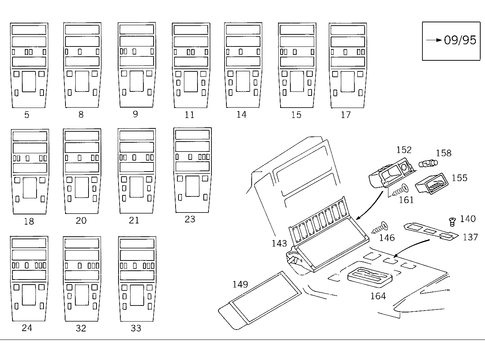 Wood Covering, Knotted Walnut Root; in Housing with Tray for 1993 Mercedes-Benz 600SL #2