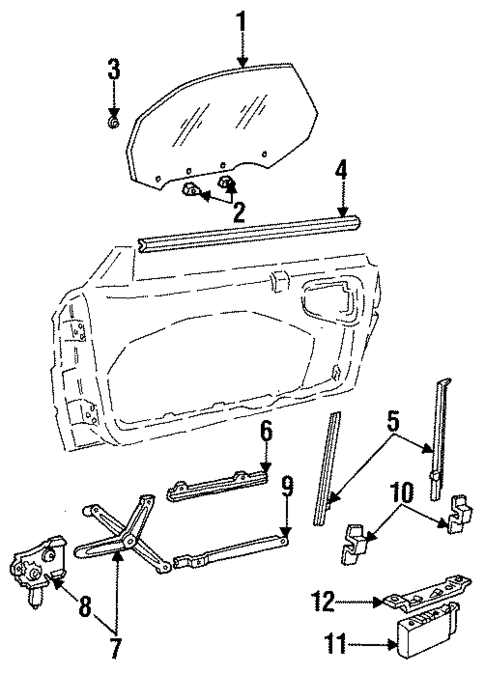 Glass - Front Door for 1993 Cadillac Allante #0