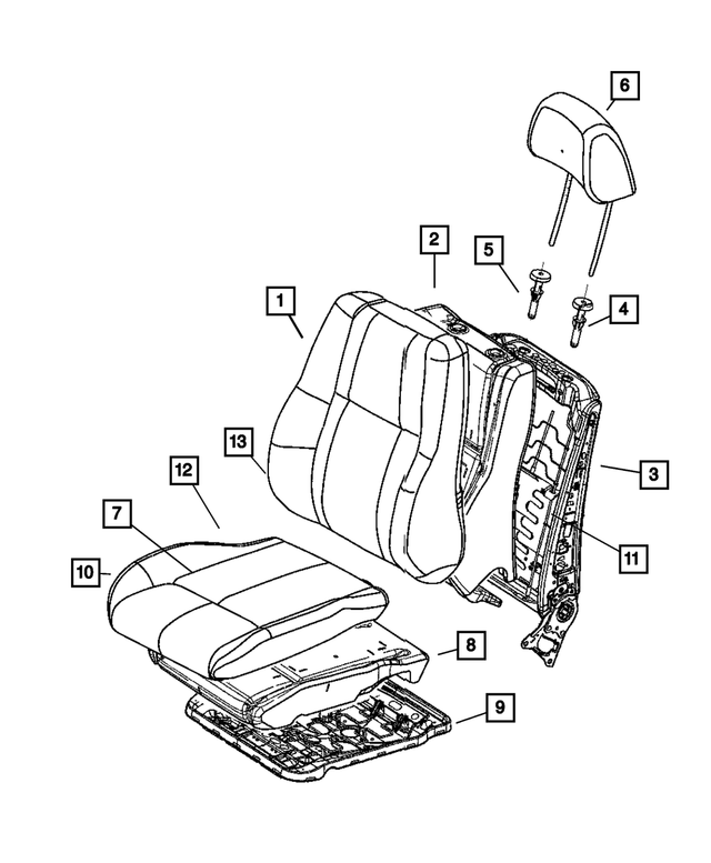 « 5143344AA – Interior Trim : Dossier De Siège Mousse, Côté Droit pour Mopar Image »