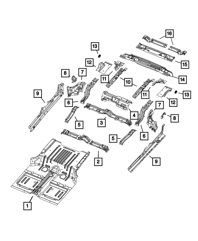 68298618AC - Body Sheet Metal Except Doors: Front Floor Pan Rail, Right for Mopar Image image