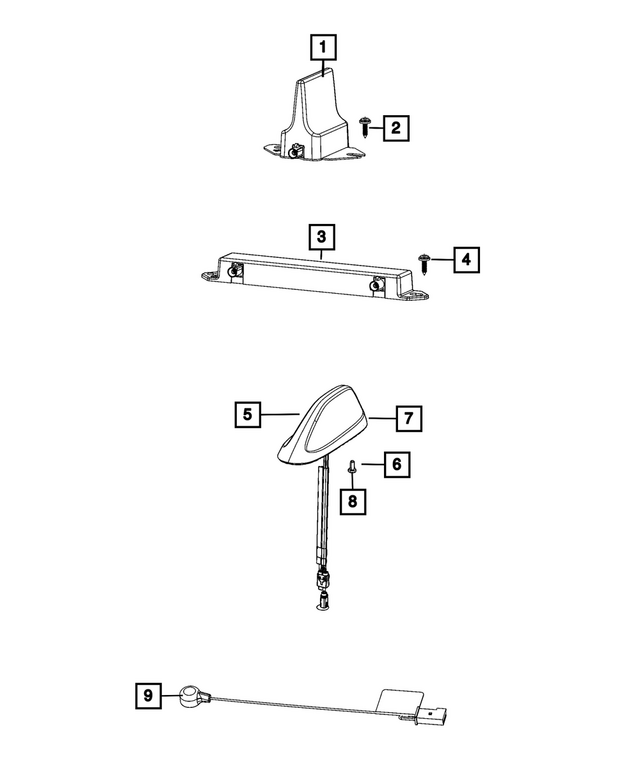 68487209AA - : Cable &amp; Base Assembly Antenna for Mopar Image