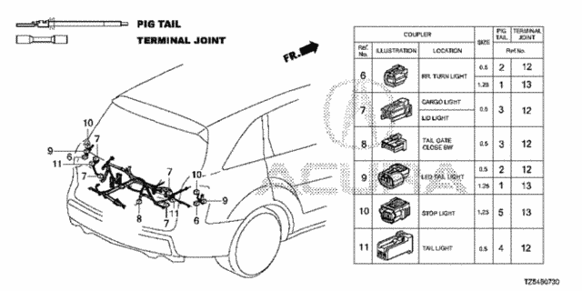 Electrical Connectors (RR.) for 2014 Acura MDX #0