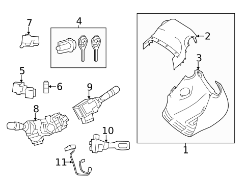 Shroud, Switches & Levers for 2014 Toyota RAV4 #0
