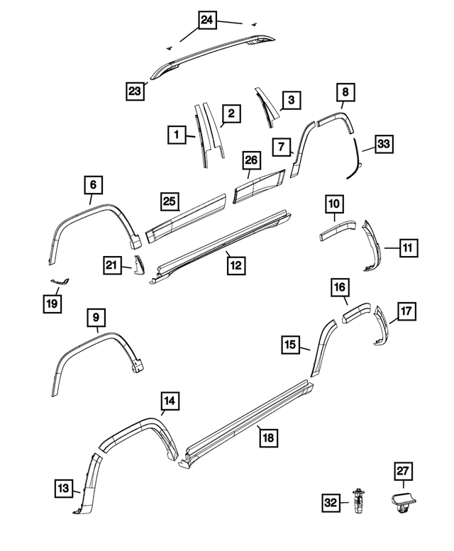 5ZQ37TZZAA - Exterior Ornamentation: Wheel Opening Flare Molding, Left for Jeep: Cherokee Image