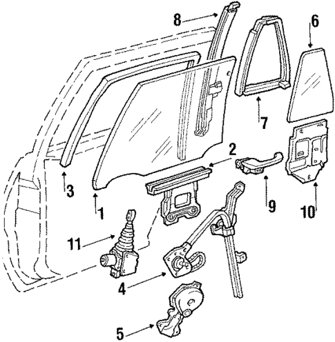 Glass - Rear Door for 1987 Pontiac Bonneville #0