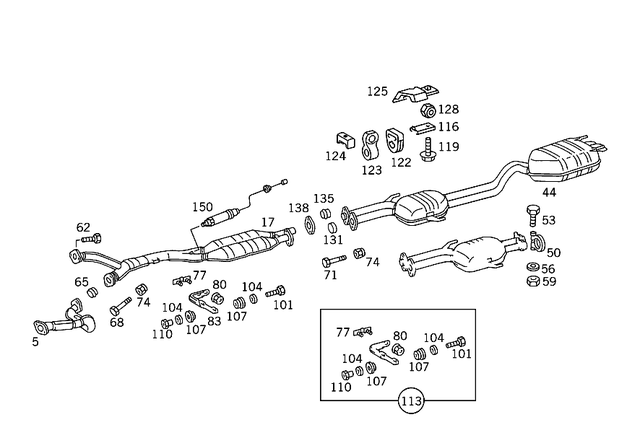 1404904319 - Exhaust System: Exhaust Pipe for Mercedes-Benz: 400SE, 400SEL, 500SEC, 500SEL, S420 Image image