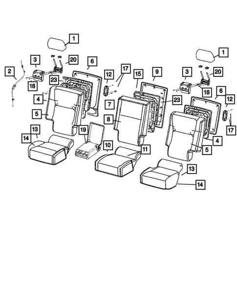 Rear Seats - Second Row for 2010 Jeep Commander #3