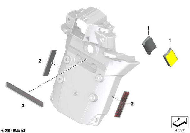 63147671350 - Lights: Rear Reflector Yellow -  for BMW-Motorrad Image