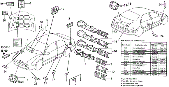 Emblems for 1992 Honda Civic #0