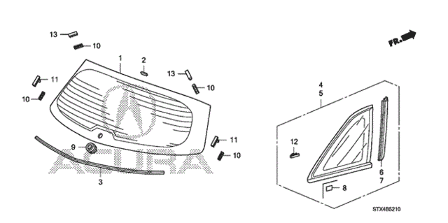 Rear Windshield - Quarter Windows for 2008 Acura MDX #0
