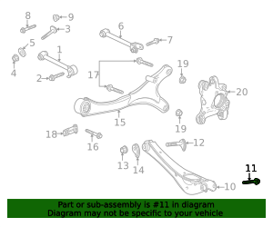 2021-2026 GM Rear Suspension Lower Control Arm Outer Bolt 11603090 GM ...
