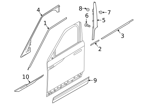 Exterior Trim - Front Door for 2022 Land Rover Range Rover Velar #0