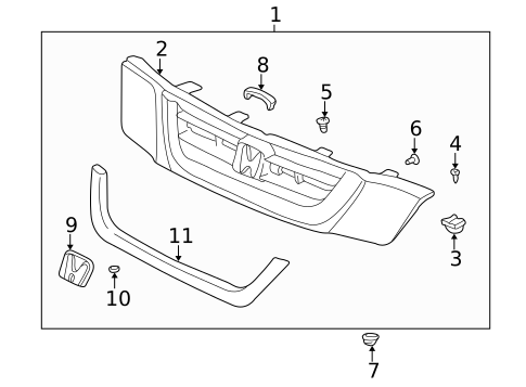 Grille & Components for 1997 Honda CR-V #0