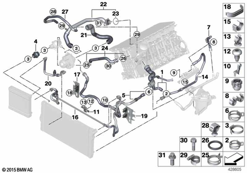 Cooling System Coolant Hoses for 2014 BMW 535i #0
