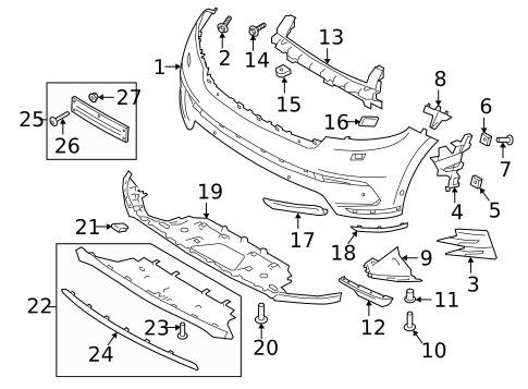 Bumper & Components - Front for 2022 Land Rover Range Rover Velar #0