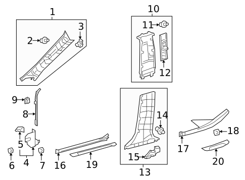 Interior Trim - Pillars for 2019 Lexus ES350 #0