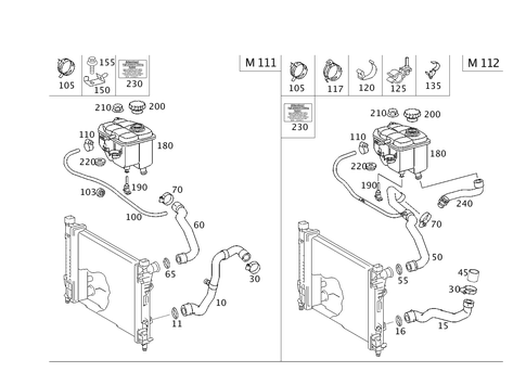 Expansion Tank, Mounting and Hoses for 2001 Mercedes-Benz C 240 #0