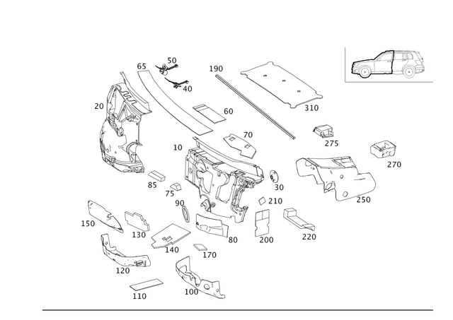 2046824100 - Trim: Dampening, Firewall for Mercedes-Benz: GLK250 Image image