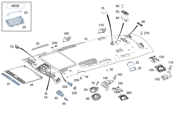 1676901502 - Covering and Lining: Trim, Roof for Mercedes-Benz: GLS450, GLS580, GLS63 AMG, Maybach GLS600 Image image