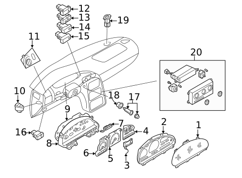 Cluster & Switches for 2000 Nissan Quest #0