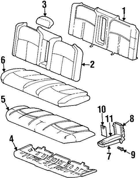 Rear Seat Components for 1995 Oldsmobile Aurora #0