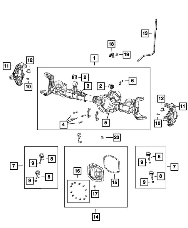 68633167AA - Differential and Drive Line: Axle Housing for Jeep: Gladiator, Wrangler Image