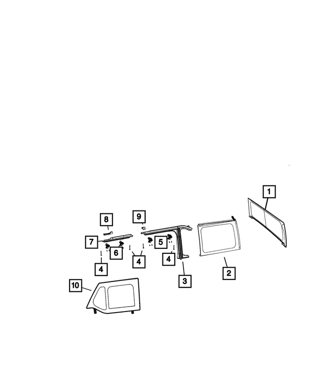 5VP90FX9AO - Body Sheet Metal Except Doors: Quarter Window, Right for Mopar Image