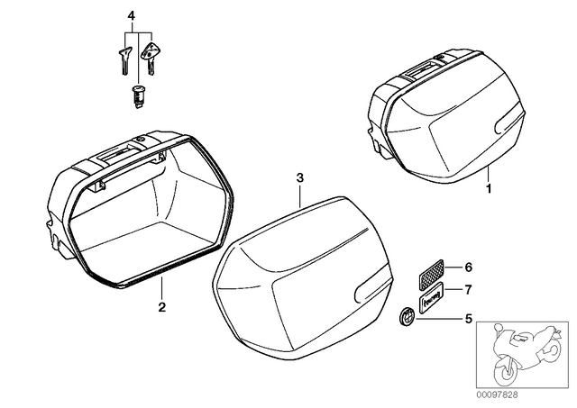 46547651591 - Frame and Mounting Parts: Left City System Case Lid - Alpinweiss 3 for BMW-Motorrad Image