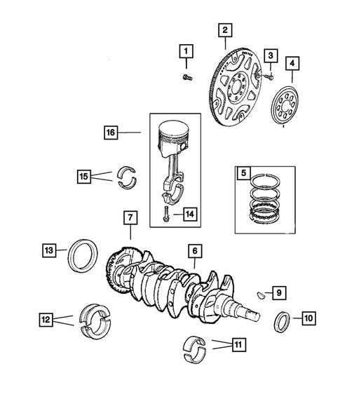 Crankshaft, Piston, and Drive Plate for 2003 Dodge Neon #0