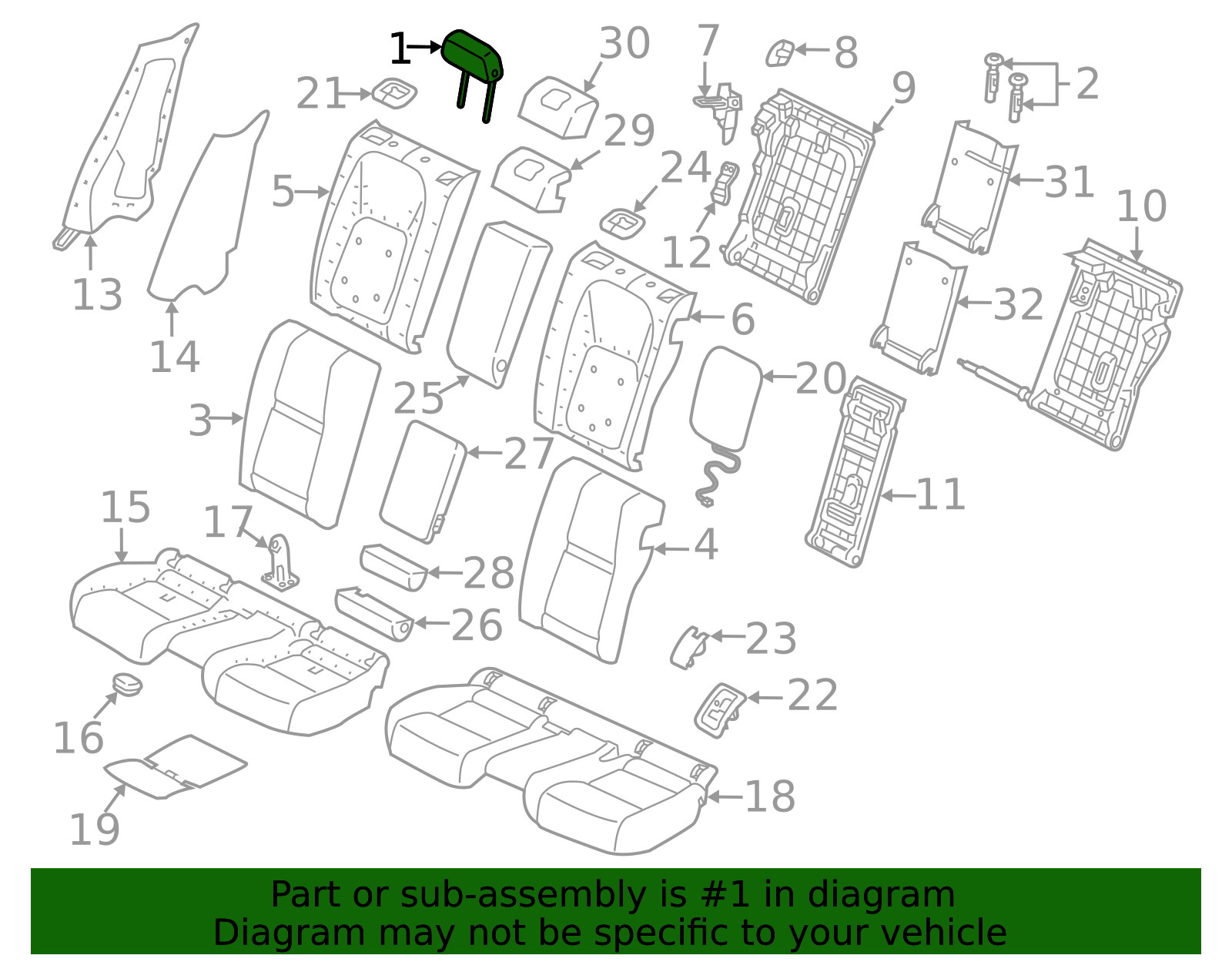 Genuine Headrest, Center for 2018-2020 Land Rover Range Rover Velar ...