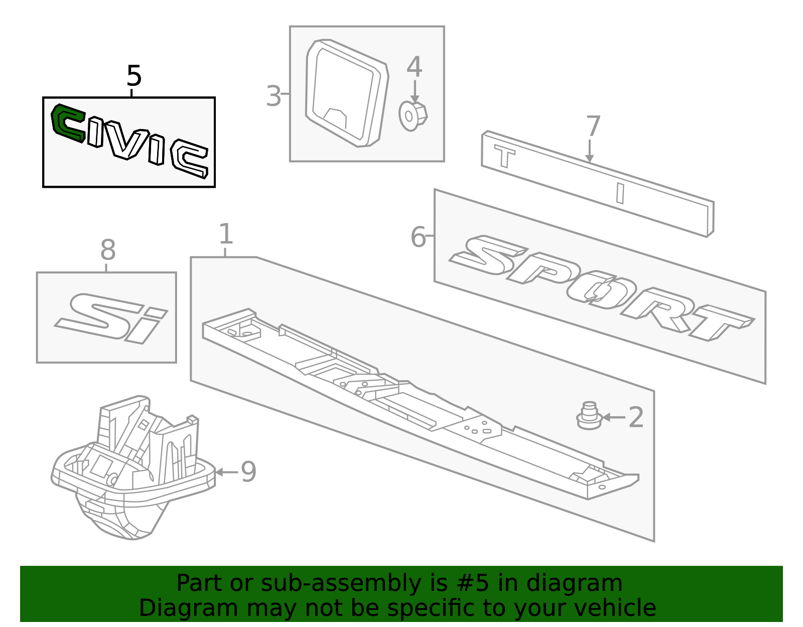 2022-2025 Honda Civic 22-25 Honda Civic Rear (civic) Deck Lid