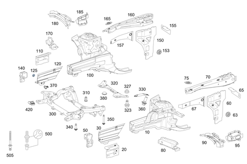 Wheel Well, Front Axle Carrier for 2014 Mercedes-Benz E 250 #0