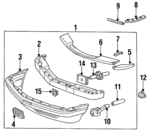 1268852514 - Body: Bumper Cover Mount Bracket for Mercedes-Benz Image