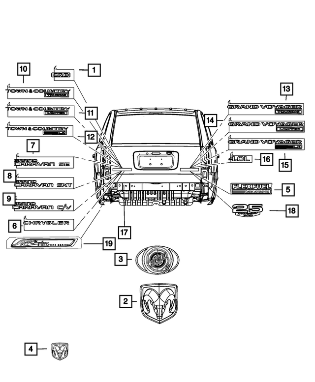 4806013AA - Exterior Ornamentation: Medallion Nameplate for Mopar Image image