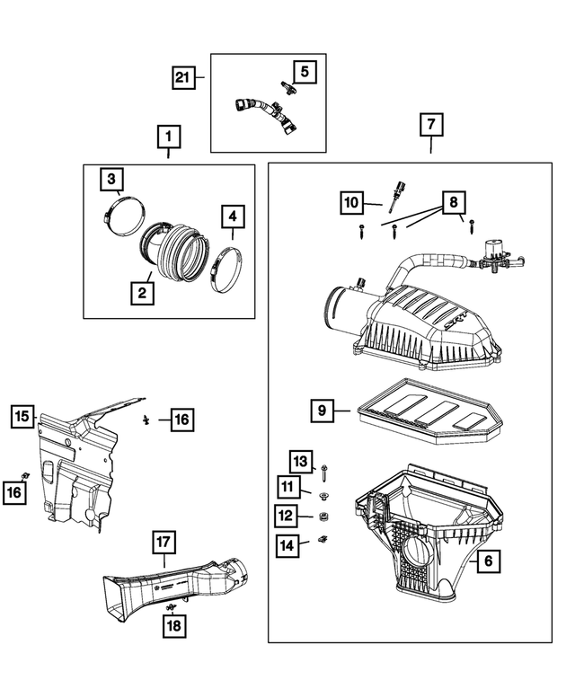53011069AA - Fuel and Accelerator Pedal: Air Cleaner Duct for Mopar Image