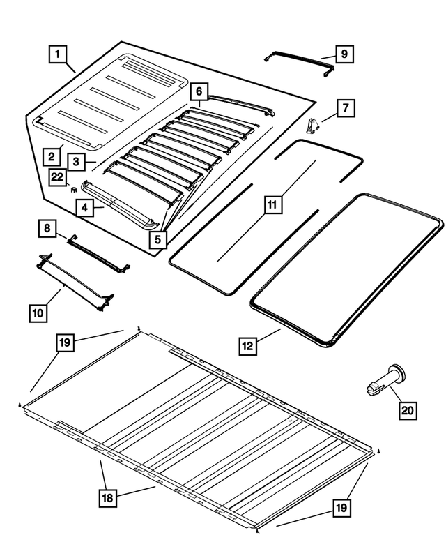 68032423AC - Body Sheet Metal Except Doors: Folding Top Front Lift Arm And Bow Assembly for Mopar Image