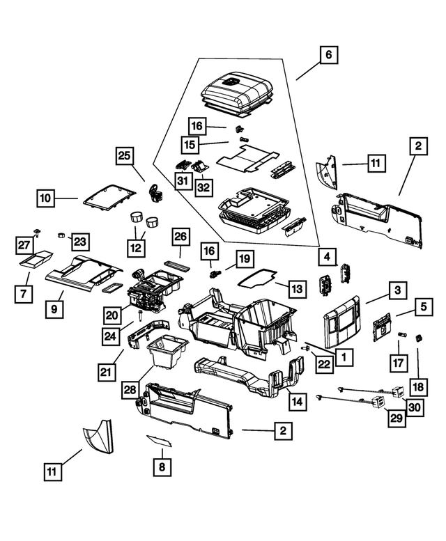 1NN14HL1AB - Interior Trim: Base Console for Mopar Image