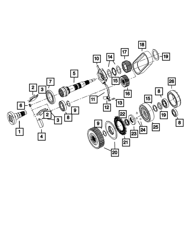 68055317AA - Power Transfer Unit; Transfer Case: Transfer Case Output Shaft for Mopar Image