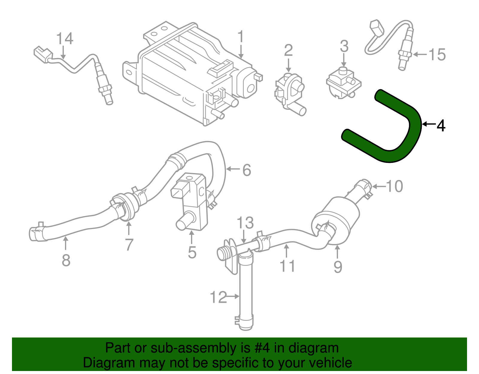 2014 Nissan Pathfinder Canister Hose 18791-3JA0A | Bill Kay Nissan Parts