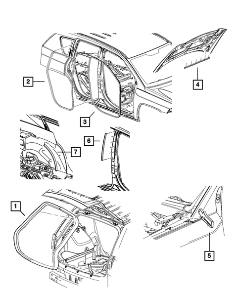Body Structure Welds, Weatherstrips, Seals, Sealers and Adhesives for 2008 Jeep Compass #0