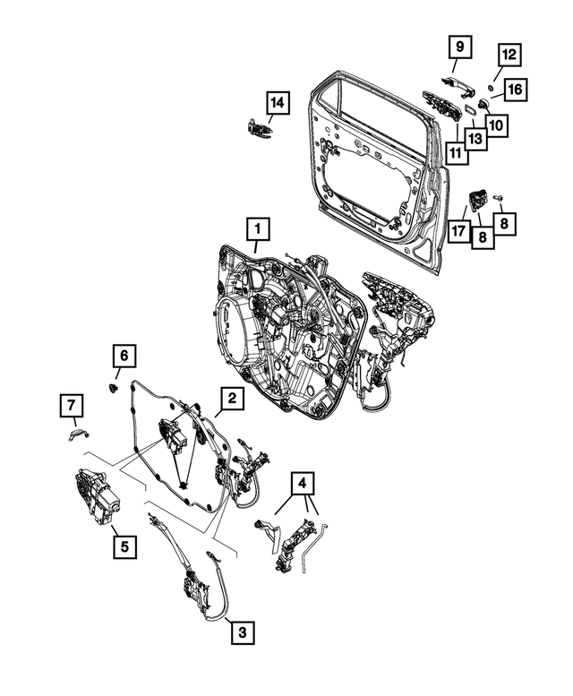 68504454AA - : Front Door Module, Right for Mopar Image