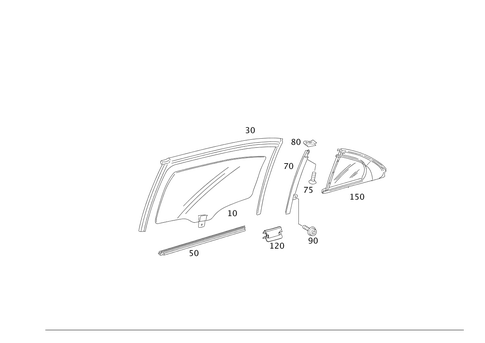 Rear Door Windows for 1999 Mercedes-Benz S500 #0