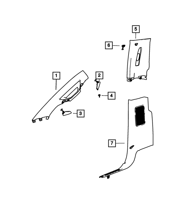 7KF741X9AA - Interior Trim: A Pillar Molding, Right for Mopar Image