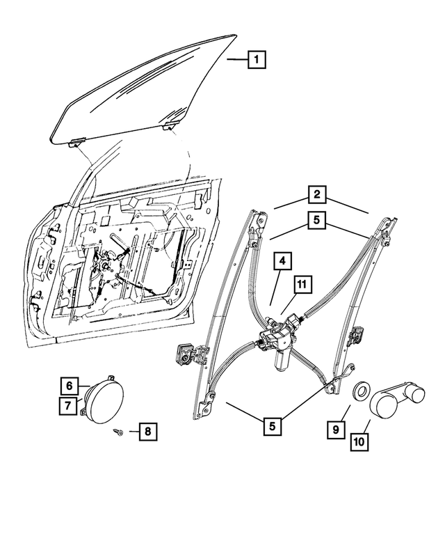 4894529AA - Doors and Related Parts: Front Door Window Regulator, Left for Mopar Image