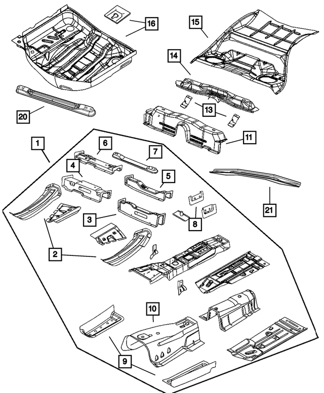68089677AA - Body Sheet Metal Except Doors: Floor Pan Extension for Mopar Image image