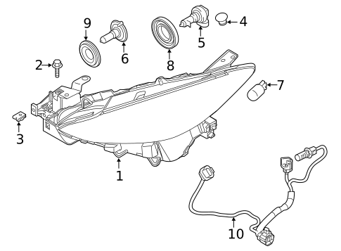 Headlamp Components for 2016 Mazda 3 #1