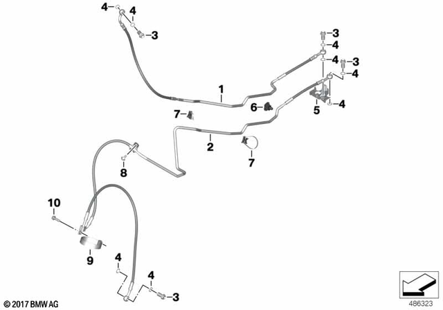 34328562036 - : Brake Hose For Front Brake Circuit for BMW-Motorrad Image