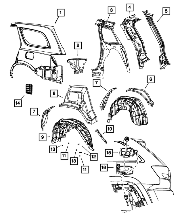 68214291AC - Body Sheet Metal Except Doors: Body Side Aperture Outer Panel, Left for Mopar Image