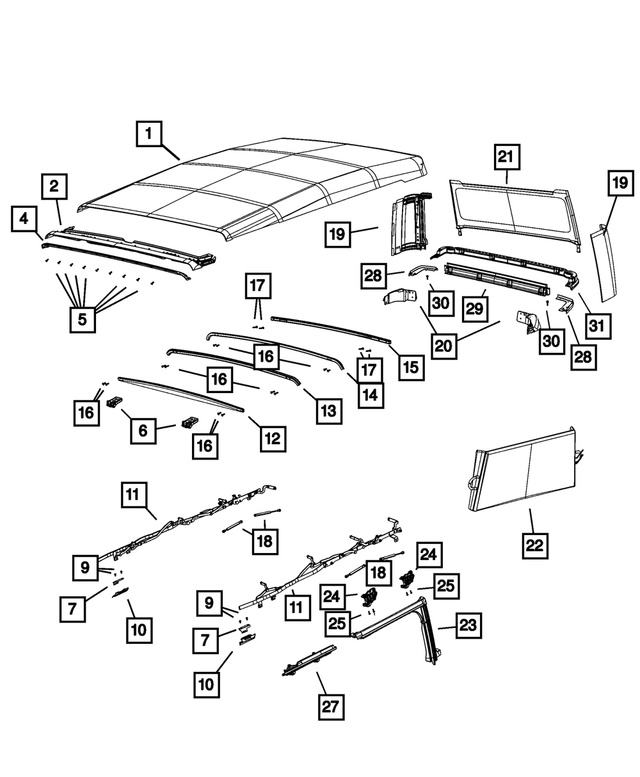 68370936AA - : Folding Top Bow for Mopar Image