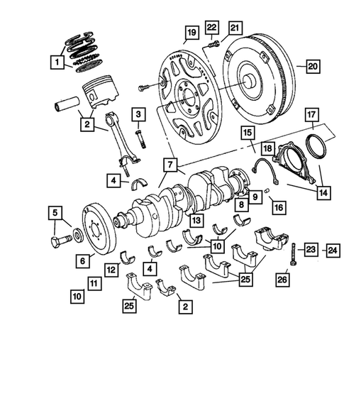 Crankshaft, Pistons and Torque Converter for 2007 Jeep Commander #0